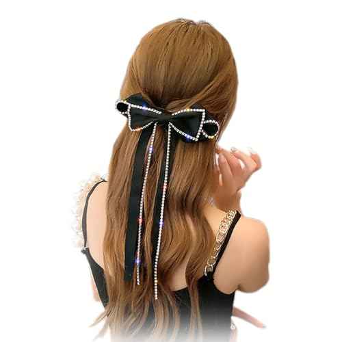 Big Hair Bows Hair Clips Barrettes for Women, Rhinestone Tassel Hair Clip French Design Barrettes Fashion Hair Styling Accessories for Women Girls