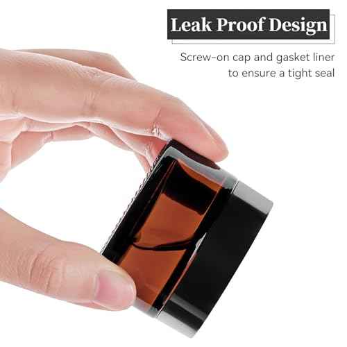 TUZAZO 1oz Glass Jars with Lids, 4 Pack Small Amber Glass Jars with Inner Liners & Stickers Refillable Empty Cosmetic Containers for Creams, Lotions, Body Butters, Powders