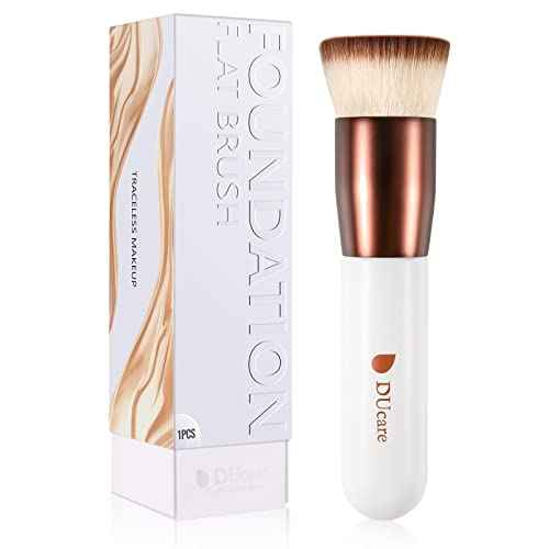 DUcare Foundation Brush,Flat Top Kabuki Brush Synthetic Professional Makeup Brush Liquid Blending Mineral Powder Buffing Stippling Makeup Tools, Rose Golden/White