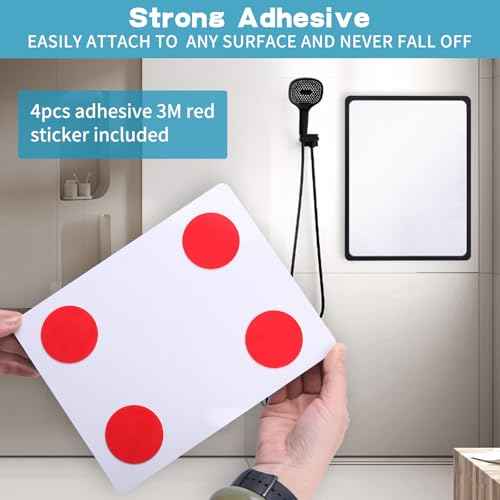 Fog Free Shower Mirror (9 * 7 inch) 3M Adhesive Anti-Fog Bathroom Wall Mirror, Fogless Shower Makeup Mirror for Shaving, Shatterproof Glassless Child Safe Mirror (Rectangular Black Frame)