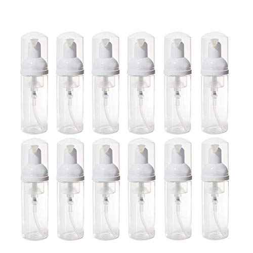 12 Pcs Empty Bottle Travel Soap Bottle | Plastic Foam Dispenser Bottle | Mini Foaming Soap Pump Dispenser for Cleaning, Travel, Cosmetics Packaging (2 oz)