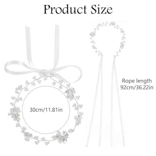 Flower Girl Headpiece Flower Crown for Girls White Wedding Headband Pearl Flower Girl Hair Accessory for Birthday Party First Communion