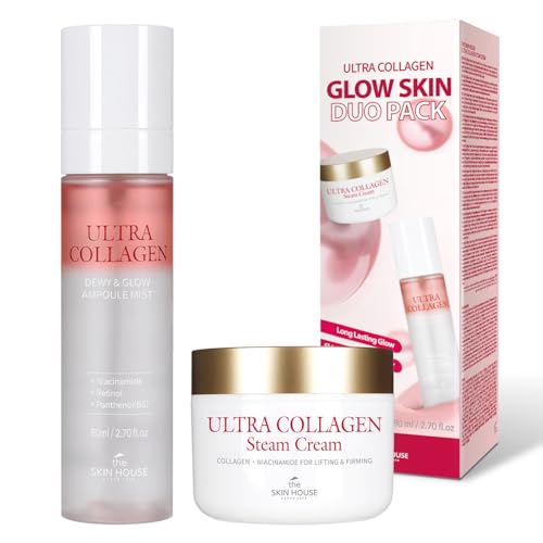 [the SKIN HOUSE] K-Beauty Face Mist & Collagen Cream Gift Set ? Hydrating Ampoule Spray and Ultra Long Lasting Moisturizer Duo, Holiday Stocking Stuffer for All Ages, Christmas Gift for Her