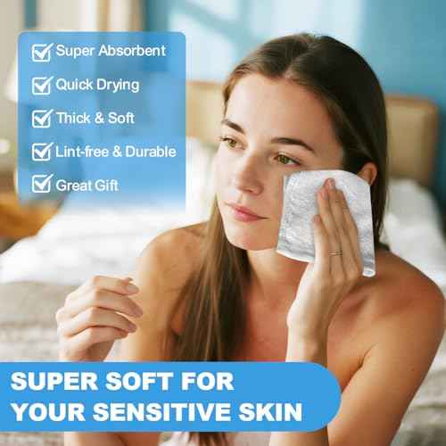 12 Pack 100% Cotton Wash Cloth, 12x12 Inch Highly Absorbent and Soft Feel Fingertip Towels, Machine Washable Washcloths for Bathroom, Gym, Hotel, Spa and Kitchen, White