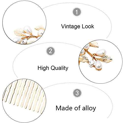 Bridal Hair Comb, The Latest Style Bridal Hair Accessories Is A Wedding Necessities, Pearl Hair Accessories for The Bride and Her Bridesmaids (Gold)