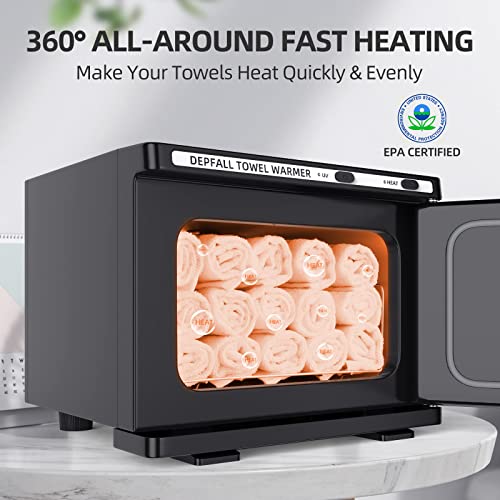 Small Hot Towel Warmer, 8L Hot Towel Cabinet 2-in-1 Personal Towel Warmers Spa for Facials, Bathroom, Barber, Salon, Esthetician, Beauty, Upgrade Fast Heating Aluminum Interior, Black