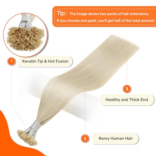 Full Shine U Tip Hair Extensions 22 Inch Color 60 Platinum Blonde Utip Human Hair Extensions Keratin Tip Extensions Real Human Hair 50 Grams Fusion Extensions Remy Hair