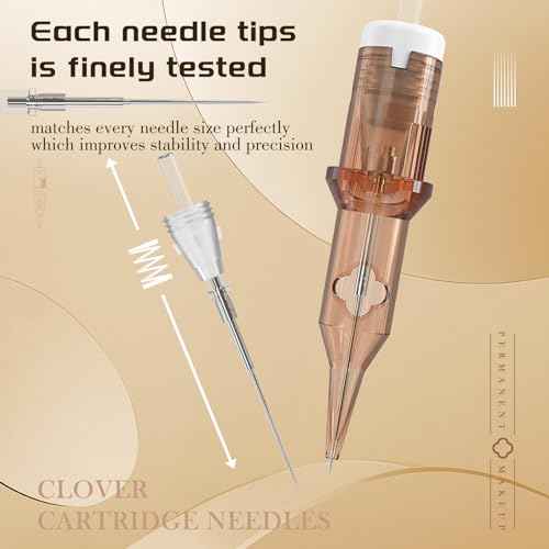 Tattoo Cartridge Needles Single Liner 0.35mm Standard Long Taper Permanent Makeup Needle 1RL Tattoo Cartridges Round Liner for Smp Professional Tattoo Machine Supply 1201RL (Clover)