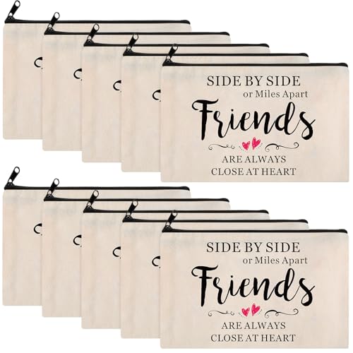 Saintrygo 10 Pieces Friendship Gifts for Women Good Friend Cosmetic Bags Funny Long Distance Friendship Makeup Bags Christmas Gift Travel Toiletry Makeup Zipper Pouch for BFF Soul Sister(Heart Style)