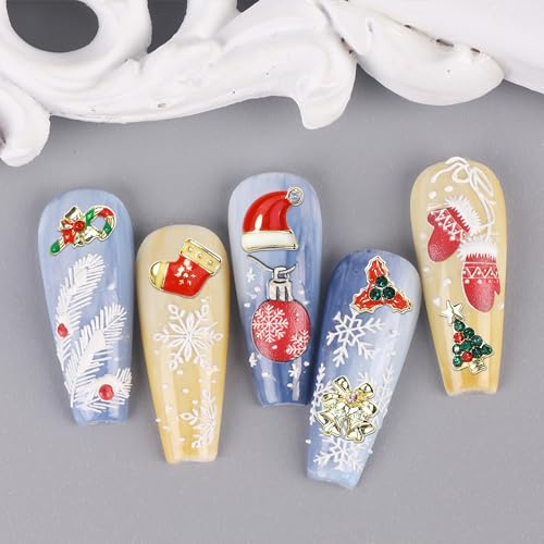 30 Pieces 3D Christmas Nail Charms for Women Girls Nails Salon Decor Christmas Tree Bells Hat Nail Christmas Charms for Acrylic Nails Jewelrys Gems for Nails Accessories Craft Decorations