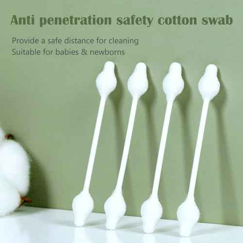 Safety Cotton Swabs with Large Tip 216PCS,Baby Cotton Buds With Natural Paper Stick For Newborn,Kids