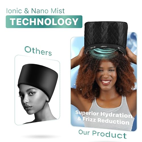 High-Power Hair Steamer Cap for Natural Hair ? Deep Conditioning, Easy to Use, Adjustable Heat & Timer, at-Home Salon Treatment for Black Hair Care, Moisture & Repair Treatment for Healthy Hair