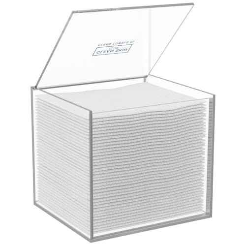 CLEAN SKIN CLUB Clear Acrylic Box for Clean Towels XL (NOT Included), Container For 50 Disposable Clean Towels XL, Face Towelettes Bathroom Counter Storage, Bin for Cleansing Facial Dry Wipes