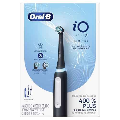 Oral-B iO Deep Clean Rechargeable Electric Powered Toothbrush, Black with iO Series 3 Limited, 2 Brush Heads and Travel Case - Pressure Sensor to Protect Gums - 3 Cleaning Settings - 2 Minute Timer