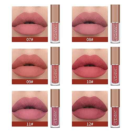 12 Colors Book Style Velvet Matte Liquid Lipstick Christmas Gift Set Long-Lasting Non-Stick Cup Not Fade Shimmer Nude Lip Gloss Thanks For the Love Lip Set (Set B)