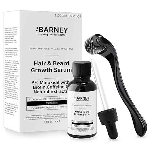 5% Minoxidil Hair and Beard Growth Serum - Natural Extracts, Biotin & Caffeine - Promotes Stronger, Thicker, Fuller Hair and Beard Growth - For Men and Women