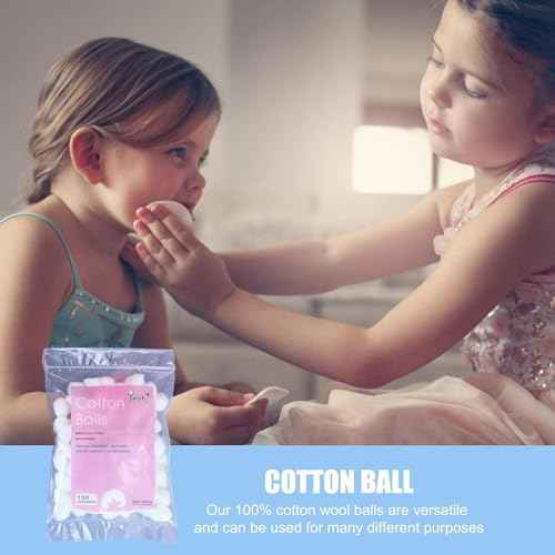 100 Pcs White Cotton Balls - Soft Cotton Wool | House Necessary Absorbent Delicate Lightweight Balls and Swabs for Sensitive Skin Household Needs Outdoor Traveling Everyday Use Cotton Balls