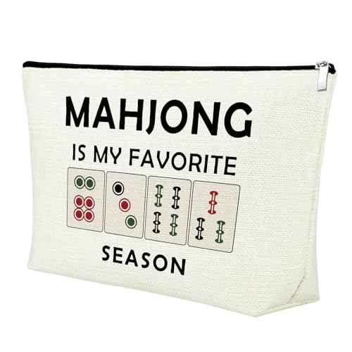 Mxrymvu Mahjong Gifts for Women Makeup Bag Mahjong Themed Gift for Players Lover Cosmetic Bag Retirement Christmas Birthday Present for Grandma Aunt Mom Travel Pouch