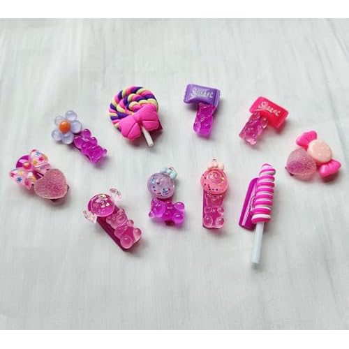 24Pcs Purple Press on Nails Christmas Kawaii Fake Nails Long Square False Nails with 3D Christmas Candy Design Cute Bear Patterns Acrylic Nails Jelly Press on Nails for Women and Girls Xmas Manicure