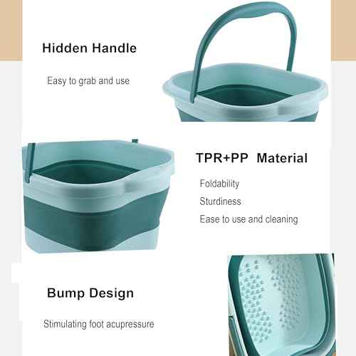 Foot Bath 15L(4 GL) Collapsible Foot Soak Tub with Handle, Foot Spa Bath Massager Foot Soaking for Dry Cracked Feet, Plastic Foot Bucket