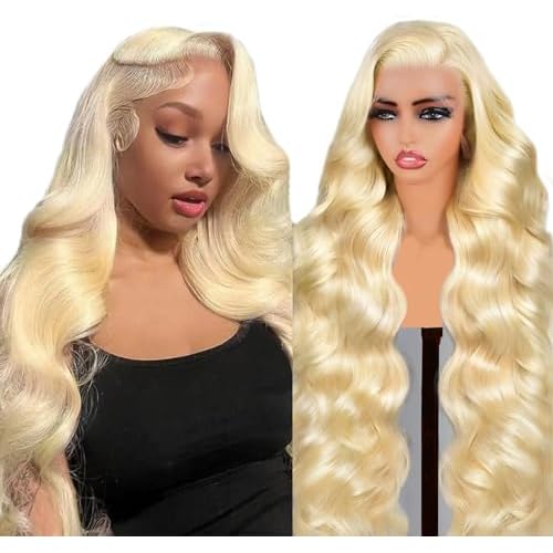 613 13x6 Lace Front Wig Human Hair Blonde Body Wave Glueless HD Lace Frontal Wigs Pre Plucked with Baby Hair for Black Women 180% Density 26 Inch