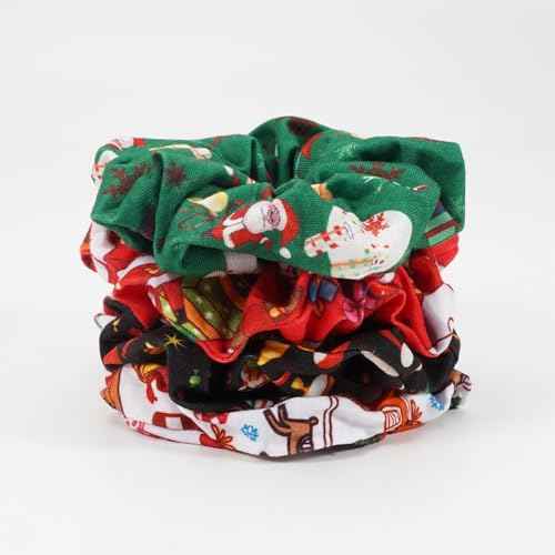 4PCS Christmas Holiday Hair Scrunchies Festive Santa Candy Cane Ponytail Holder Hair Tie Hair Accessories