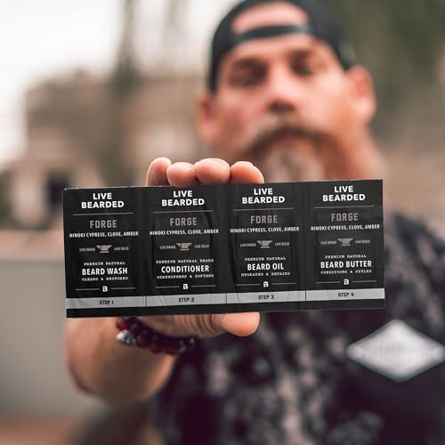 Live Bearded Beard Oil and Butter Grooming Kit Sample Pack with Comb, Bonus Gift - All-Natural Ingredients Shea, Argan, Jojoba - Growth Support - Made in the USA