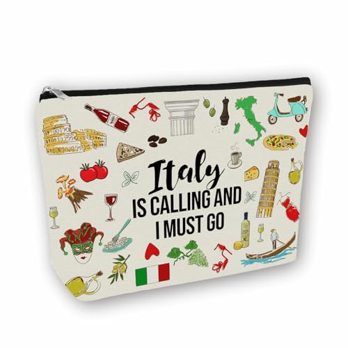 Italy Travel Essentials Gift: Small Makeup Bag Italy Is Calling And I Must Go For Teen Girl & Women Travellers.Ideal Trip Gift Cosmetic Bag For Travel, Birthdays, & Christmas