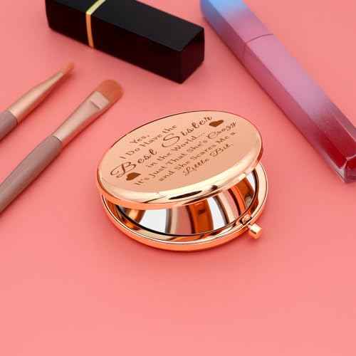 Sister Friendship Gifts Best Sister Ever Compact Mirror for Woman Girls Bestie Bff Christmas Appreciation Friendship Present Funny Birthday Wedding Graduation Present Ideas Folding Makeup Mirror