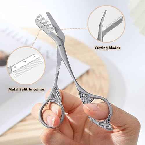 Eyebrow Comb Trimmer - Scissors with Comb, Eyebrow Trimmer for Men & Women, Comes with Brush