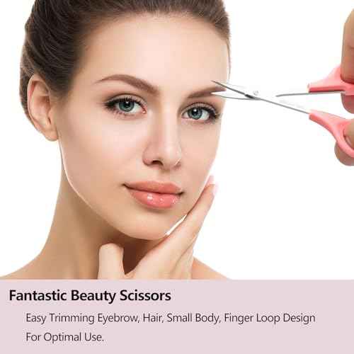 2 Pcs Eyebrow Scissors for Women£¬ Small Scissors Beauty for Facial Hair, Beard, Ear, Nose, Moustache£¬ Stainless Steel