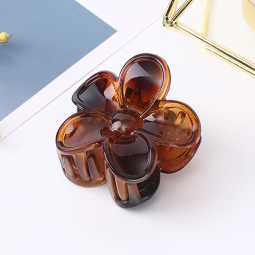 4PCS Flower Hair Claw Clips, Large Plumeria Hibiscus, Big Cute Dasiy Hair Clips, Strong Hold Nonslip Hair Clips birthday gifts for women (Tortoise and Black (4 Pieces, Big))