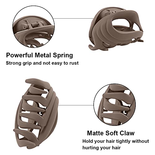 Hair Claw Clips for Women, Girls & Kids - Thin to Thick Hair, 2.6 Inch Strong Matte Flower Jaw Clips, Non-Slip Clamps with Gift Box (6 Packs)