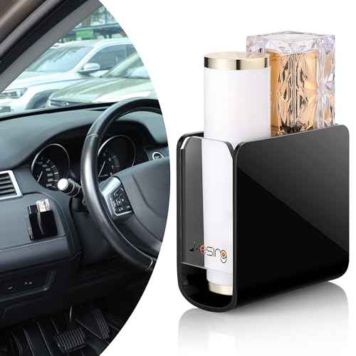 Car Chapstick Holder, Acrylic Black Lip Balm Holder for Interior Car, Work Computer Side Lipstick Organizer Case Accessories Mount for Women Auto Vehicle SUV 2 Dividers
