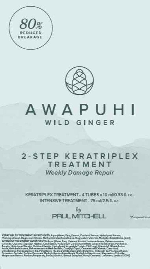 Awapuhi Wild Ginger by Paul Mitchell KeraTriplex Treatment (4-Pack), Ideal For Dry, Damaged + Color-Treated Hair