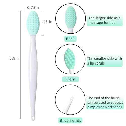 5Pcs Retractable Lip Brush and Lip Scrub Exfoliator Brush Set, Silicone Lip Brush Tool Double-Sided Mini Exfoliating Brush