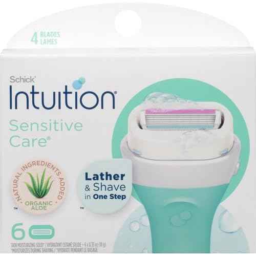 INTUITION Schick Refill, Razors for Women Sensitive Skin | Intuition Razor Blades Refill with Organic Aloe, Razor Refills , 6 Count (Pack of 1)