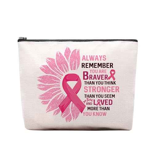 Breast Cancer Gifts for Women, Breast Cancer Survivor Gifts for Woman, Breast Cancer Awareness Accessories Gift Bags, Get Well Gifts for Women Makeup Cosmetic Bag Pouch