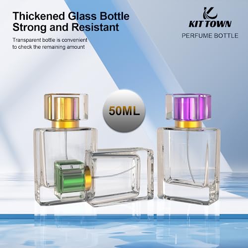 6 Pack Refillable Perfume Atomizer 50ml 1.7oz Large Perfume Bottle for Essential Oils, Perfumes,Empty Clear Glass Mist Spray Bottle for Traveling and Outgoing
