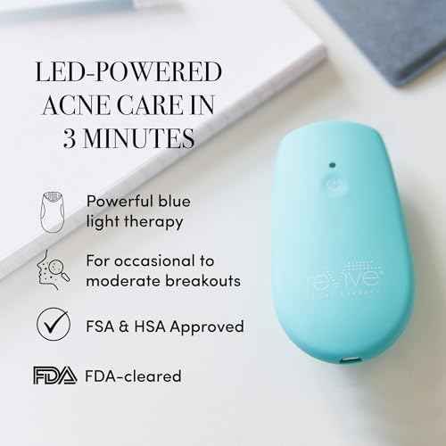 reVive Essentials Acne Device, FDA-cleared Red & Blue Light Acne Tools, Medspa Quality LED Light Therapy Products, Portable Triangular Design Face Tools for Skincare, Battery or USB Power
