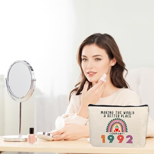 33rd Birthday Gifts for Her Makeup Bags, 1992 Happy 33rd Birthday Decorations for Women Her, 33 Year Old Gifts Ideas for Daughter, Sister, BFF, Female, Girls, Cosmetic Travel Pouch