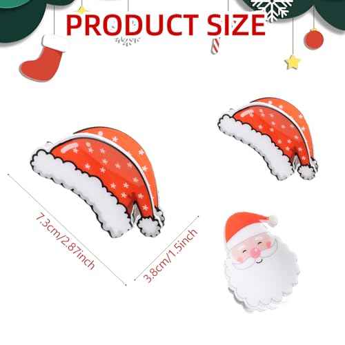 2 Pcs Christmas Hair Clips Cartoon Santa Claus & Red Santa Hat Hair Accessories Xmas Cosplay Party Theme Styling Hair Claw Clips for Girls Women