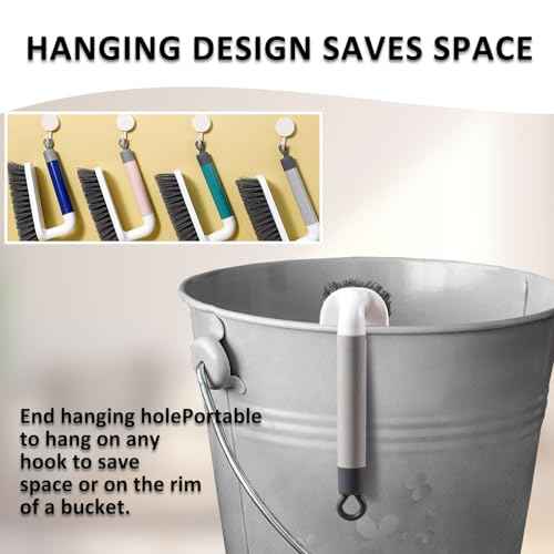 Scrub Brush, Scrubbing Cleaning Brushes, Heavy Duty Cleaning Brushes with Handle, for Shower, Bathroom, Carpet, Kitchen and Bathtub Scrubber, 2 Pack (Grey)