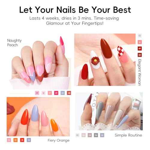 PEACECOLOR 53PC Gel Nail Polish Kit with U V Light and Drill, 35 Colors All Season Gel Polish Set Starter Kits with 5pc Matte Glossy Glitter Base Top Coat Complete Manicure Tools Home Salon Women