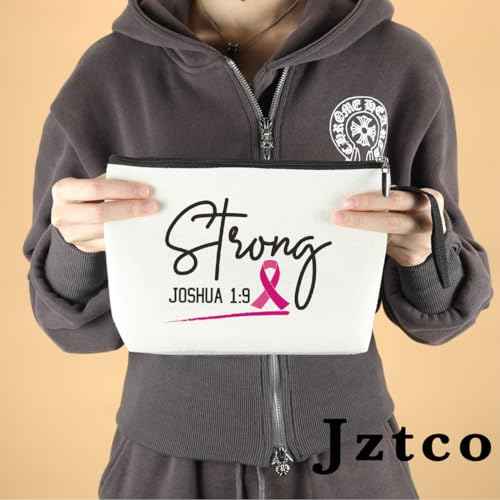 Jztco Inspirational Breast Cancer Survivor Gifts for Woman Cosmetic Bags Cancer Awareness Makeup Bag Christian Gifts Breast Cancer Positive Gift for Women Friend BFF Religious Gift Travel Bag