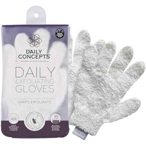 Daily Exfoliating Gloves, Reusable Packaging, Created to Instantly Polish and Remove Any Roughness Away While Increasing Blood Circulation and Renewing Your Skin.