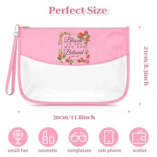Christian Makeup Bag Religious Gift for Women Religious Faith Gifts Christian Gifts for Women Faith Scripture Bible Verse Clear Cosmetic Bag Zipper Travel Pouch Birthday Christmas for Her
