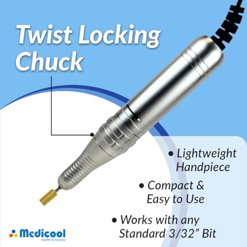 Medicool TurboFile II Electric Nail File -White Lightweight 30,000 RPM Quiet No Vibration Locking Chuck 3/32 Tools | TURBOFLEII