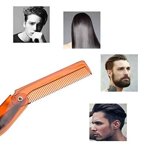 Kare & Kind Folding Pocket Comb for Men - 4 Pc Fine Tooth Comb (2 Brown and 2 Black Set) - For Styling Hair, Mustache, Beard - Men's Grooming - Ideal Gift
