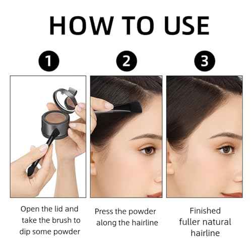Hairline Powder with Brush ? Root Touch Up & Hair Shading Powder, Long-Lasting Matte, Sweat & Humidity Resistant, Covers Thinning Edges/Wide Part/Gray Roots ? Travel-Friendly Compact [Dark Brown]